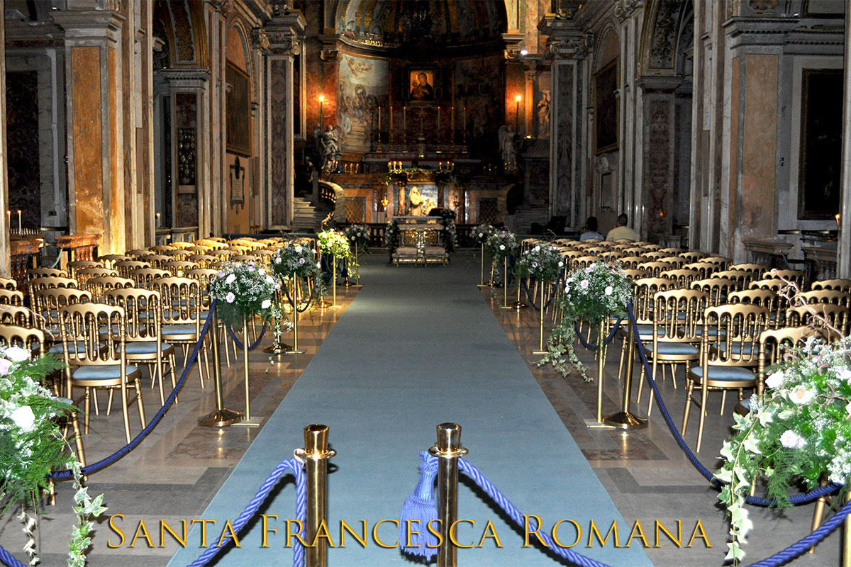 Arrangement of flowers for Wedding in the Church of Santa Francesca Romana